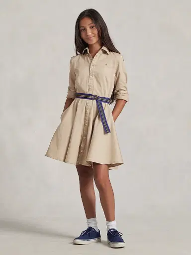 Polo Ralph Lauren Little Girl's & Girl's Belted Chino Dress - Beige | Thumbnail 4 Polo Ralph Lauren Little Girl's & Girl's Belted Chino Dress - Beige | Thumbnail 4