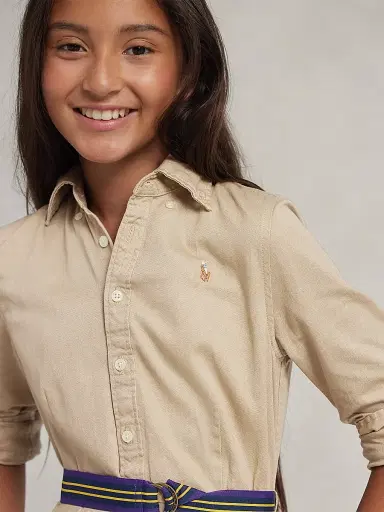 Polo Ralph Lauren Little Girl's & Girl's Belted Chino Dress - Beige | Thumbnail 5 Polo Ralph Lauren Little Girl's & Girl's Belted Chino Dress - Beige | Thumbnail 5
