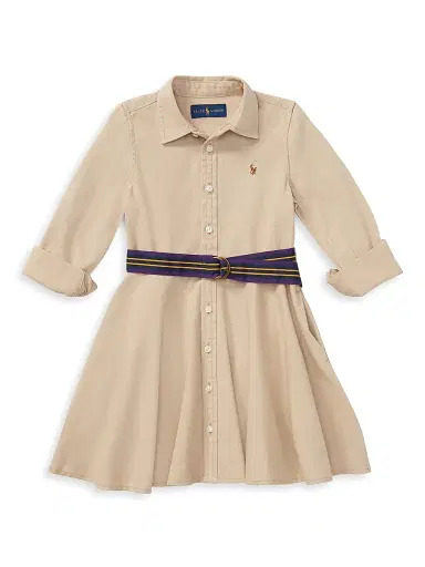 Polo Ralph Lauren Little Girl's & Girl's Belted Chino Dress - Beige | Thumbnail 1 Polo Ralph Lauren Little Girl's & Girl's Belted Chino Dress - Beige | Thumbnail 1