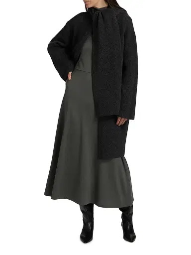 Vince Women's Draped Rib-Knit Car Coat | Thumbnail 2 Vince Women's Draped Rib-Knit Car Coat | Thumbnail 2