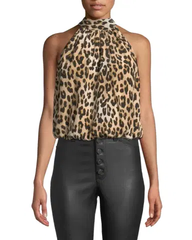 ALICE + OLIVIA Maris Halter Tie-Neck Gathered Top | Thumbnail 1 ALICE + OLIVIA Maris Halter Tie-Neck Gathered Top | Thumbnail 1