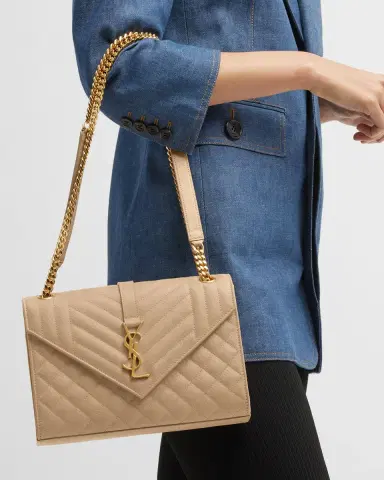 Saint Laurent Envelope Triquilt Medium YSL Shoulder Bag in Grained Leather | Thumbnail 3 Saint Laurent Envelope Triquilt Medium YSL Shoulder Bag in Grained Leather | Thumbnail 3