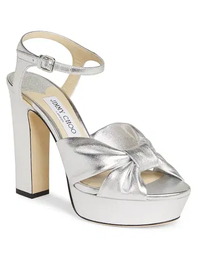 Jimmy Choo Women's Heloise 120MM Metallic Leather Platform Sandals - Silver | Thumbnail 2 Jimmy Choo Women's Heloise 120MM Metallic Leather Platform Sandals - Silver | Thumbnail 2