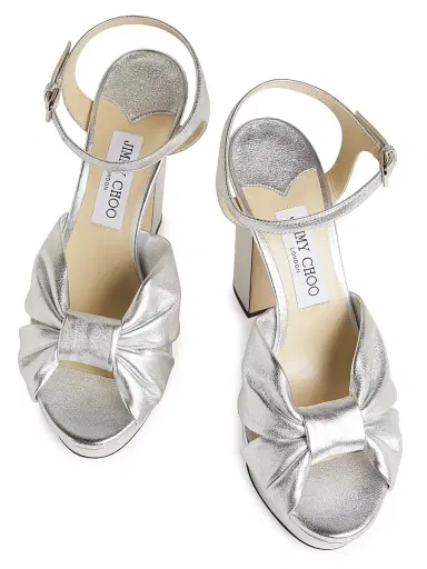 Jimmy Choo Women's Heloise 120MM Metallic Leather Platform Sandals - Silver | Thumbnail 4 Jimmy Choo Women's Heloise 120MM Metallic Leather Platform Sandals - Silver | Thumbnail 4