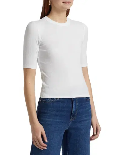 Frame Women's Rib Crewneck T-Shirt - White - Size Large | Thumbnail 4 Frame Women's Rib Crewneck T-Shirt - White - Size Large | Thumbnail 4