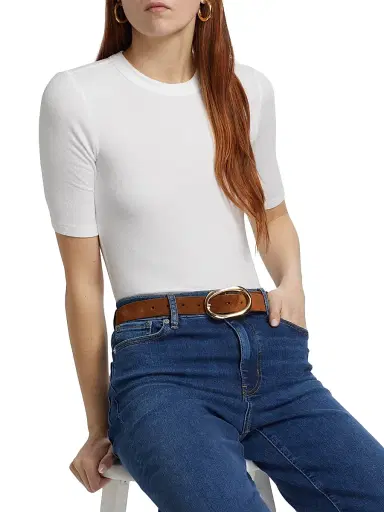 Frame Women's Rib Crewneck T-Shirt - White - Size Large | Thumbnail 6 Frame Women's Rib Crewneck T-Shirt - White - Size Large | Thumbnail 6