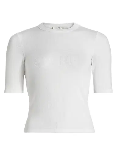 Frame Women's Rib Crewneck T-Shirt - White - Size Large | Thumbnail 1 Frame Women's Rib Crewneck T-Shirt - White - Size Large | Thumbnail 1