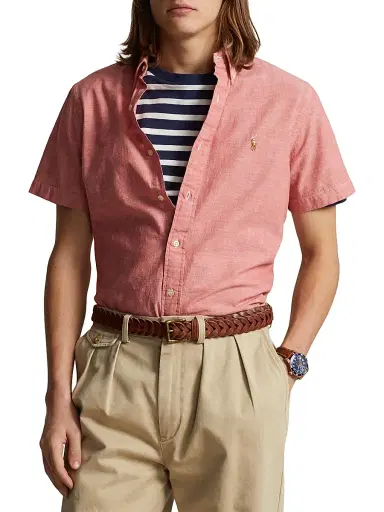 Polo Ralph Lauren Men's Classic-Fit Chambray Shirt - Nautical Red White | Thumbnail 3 Polo Ralph Lauren Men's Classic-Fit Chambray Shirt - Nautical Red White | Thumbnail 3