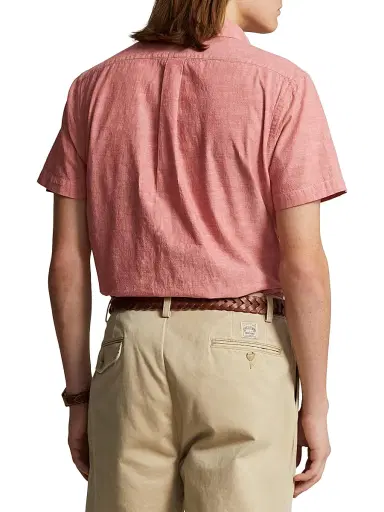 Polo Ralph Lauren Men's Classic-Fit Chambray Shirt - Nautical Red White | Thumbnail 4 Polo Ralph Lauren Men's Classic-Fit Chambray Shirt - Nautical Red White | Thumbnail 4