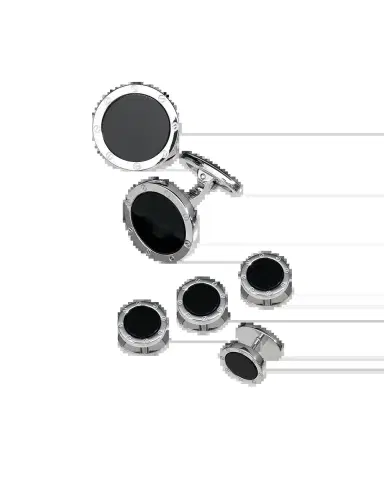 Jan Leslie Round Onyx Cuff Link and Stud Set | Thumbnail 2 Jan Leslie Round Onyx Cuff Link and Stud Set | Thumbnail 2