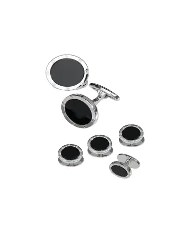 Jan Leslie Round Onyx Cuff Link and Stud Set | Thumbnail 3 Jan Leslie Round Onyx Cuff Link and Stud Set | Thumbnail 3