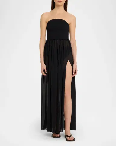 Ramy Brook Calista Smocked Strapless Side-Split Coverup Dress | Thumbnail 2 Ramy Brook Calista Smocked Strapless Side-Split Coverup Dress | Thumbnail 2