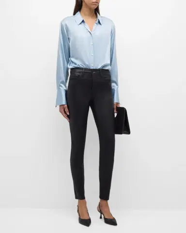 L 'AGENCE Marguerite Coated Modal Denim High-Rise Skinny Jeans | Thumbnail 3 L 'AGENCE Marguerite Coated Modal Denim High-Rise Skinny Jeans | Thumbnail 3