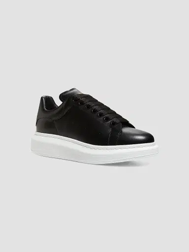 Alexander McQueen Women's Oversized Embossed Logo Leather Sneakers - Black - Size 12 | Thumbnail 4 Alexander McQueen Women's Oversized Embossed Logo Leather Sneakers - Black - Size 12 | Thumbnail 4