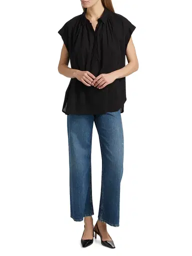Nili Lotan Women's Normandy Pleated Blouse - Black | Thumbnail 2 Nili Lotan Women's Normandy Pleated Blouse - Black | Thumbnail 2