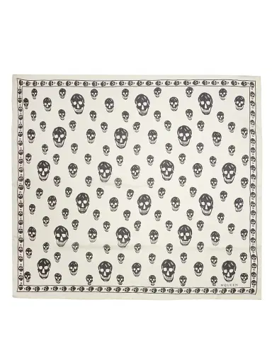 Alexander McQueen Women's Silk Skull Scarf - Ivory Black | Thumbnail 1 Alexander McQueen Women's Silk Skull Scarf - Ivory Black | Thumbnail 1