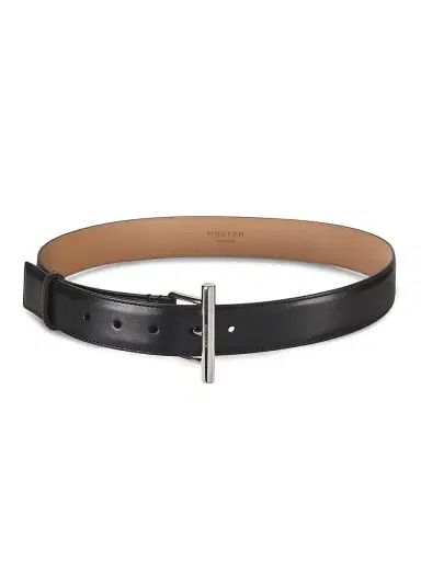 McQueen Women's Sling Leather Belt - Black Silver | Thumbnail 1 McQueen Women's Sling Leather Belt - Black Silver | Thumbnail 1