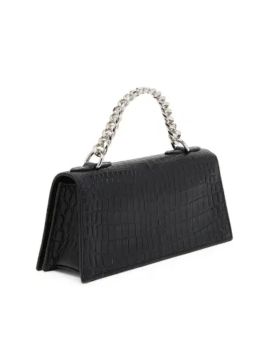McQueen Women's Mini Jewelled Croc-Embossed Leather Shoulder Bag - Black | Thumbnail 8 McQueen Women's Mini Jewelled Croc-Embossed Leather Shoulder Bag - Black | Thumbnail 8