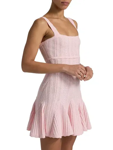LoveShackFancy Women's Tabatha Pointelle Minidress - Peach Sorbet - Size Large | Thumbnail 4 LoveShackFancy Women's Tabatha Pointelle Minidress - Peach Sorbet - Size Large | Thumbnail 4