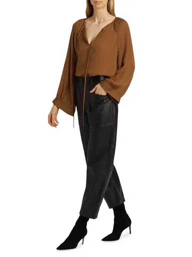 Nili Lotan Women's Shon Leather Pants - Black - Size 8 | Thumbnail 2 Nili Lotan Women's Shon Leather Pants - Black - Size 8 | Thumbnail 2
