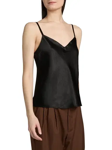 Vince Women's Satin V-Neck Cami - Black - Size XXS | Thumbnail 4 Vince Women's Satin V-Neck Cami - Black - Size XXS | Thumbnail 4