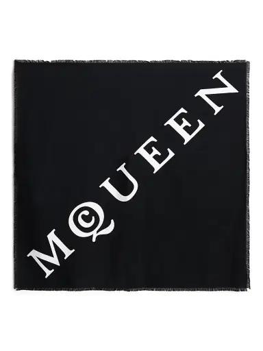 McQueen Women's Exploded Silk Logo Scarf - Black | Thumbnail 2 McQueen Women's Exploded Silk Logo Scarf - Black | Thumbnail 2