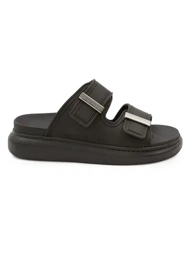 McQueen Men's Hybrid Double-Buckle Sandals - Black Silver | Thumbnail 1 McQueen Men's Hybrid Double-Buckle Sandals - Black Silver | Thumbnail 1