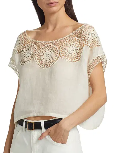 Nili Lotan Women's Caila Embroidered Scoopneck Top - | Thumbnail 6 Nili Lotan Women's Caila Embroidered Scoopneck Top - | Thumbnail 6