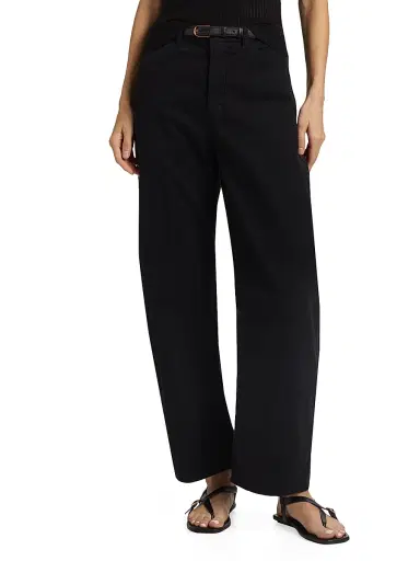 Nili Lotan Women's Tribeca Cotton Mid-Rise Barrel Pants - Jet Black | Thumbnail 3 Nili Lotan Women's Tribeca Cotton Mid-Rise Barrel Pants - Jet Black | Thumbnail 3