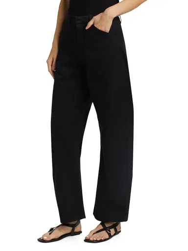 Nili Lotan Women's Tribeca Cotton Mid-Rise Barrel Pants - Jet Black | Thumbnail 4 Nili Lotan Women's Tribeca Cotton Mid-Rise Barrel Pants - Jet Black | Thumbnail 4