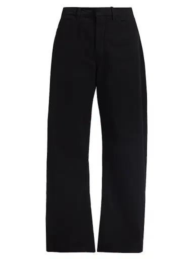 Nili Lotan Women's Tribeca Cotton Mid-Rise Barrel Pants - Jet Black | Thumbnail 1 Nili Lotan Women's Tribeca Cotton Mid-Rise Barrel Pants - Jet Black | Thumbnail 1