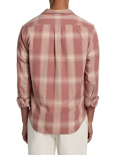 Vince Men's Townes Plaid Cotton Shirt - Cherrywood Smock | Thumbnail 5 Vince Men's Townes Plaid Cotton Shirt - Cherrywood Smock | Thumbnail 5