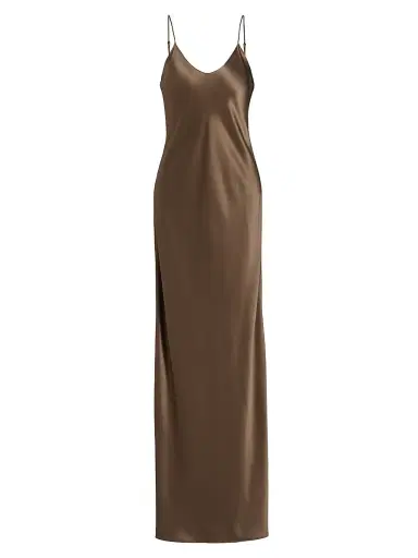 Nili Lotan Women's Cami Silk Charmeuse Gown - Taupe - Size XL | Thumbnail 1 Nili Lotan Women's Cami Silk Charmeuse Gown - Taupe - Size XL | Thumbnail 1