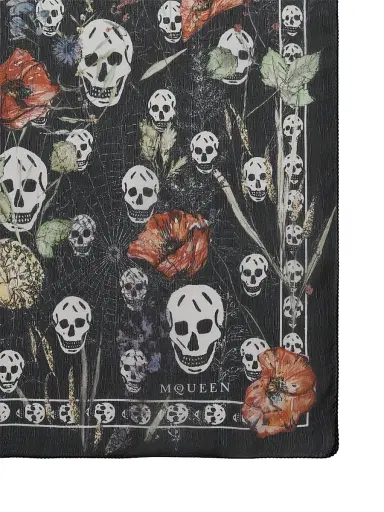 Alexander McQueen Women's Skull Silk Chiffon Scarf - Black Ivory | Thumbnail 4 Alexander McQueen Women's Skull Silk Chiffon Scarf - Black Ivory | Thumbnail 4