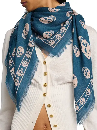 Alexander McQueen Women's Skull Wool Scarf | Thumbnail 3 Alexander McQueen Women's Skull Wool Scarf | Thumbnail 3
