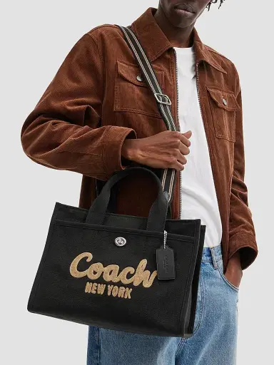 Coach Women's Cargo Canvas & Leather Tote Bag - Black | Thumbnail 2 Coach Women's Cargo Canvas & Leather Tote Bag - Black | Thumbnail 2