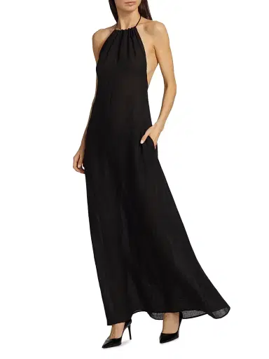 Nili Lotan Women's Lelia Linen Halterneck Maxi Dress - Black | Thumbnail 2 Nili Lotan Women's Lelia Linen Halterneck Maxi Dress - Black | Thumbnail 2