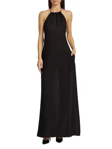 Nili Lotan Women's Lelia Linen Halterneck Maxi Dress - Black | Thumbnail 3 Nili Lotan Women's Lelia Linen Halterneck Maxi Dress - Black | Thumbnail 3