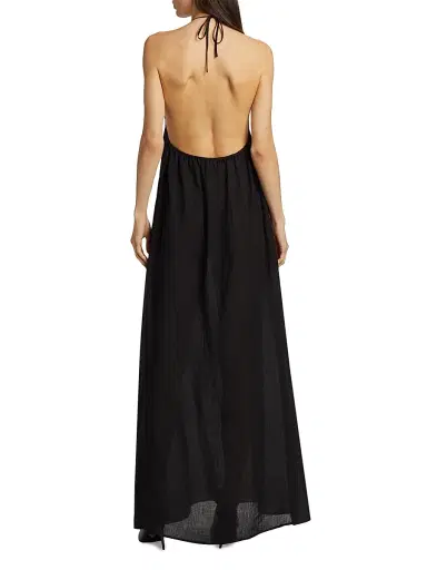 Nili Lotan Women's Lelia Linen Halterneck Maxi Dress - Black | Thumbnail 5 Nili Lotan Women's Lelia Linen Halterneck Maxi Dress - Black | Thumbnail 5