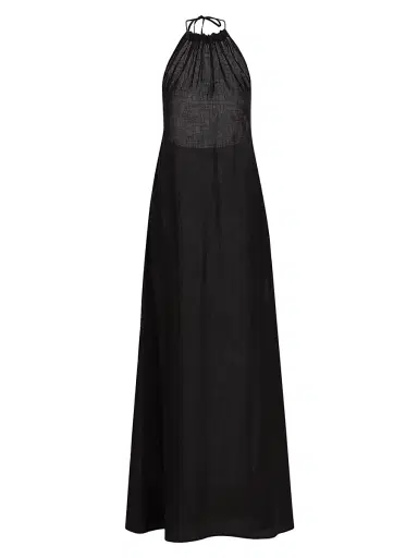 Nili Lotan Women's Lelia Linen Halterneck Maxi Dress - Black | Thumbnail 1 Nili Lotan Women's Lelia Linen Halterneck Maxi Dress - Black | Thumbnail 1