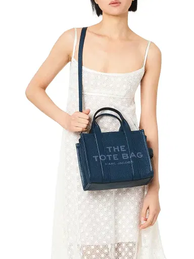 Marc Jacobs Women's The Leather Small Tote Bag - Blue Sea | Thumbnail 3 Marc Jacobs Women's The Leather Small Tote Bag - Blue Sea | Thumbnail 3