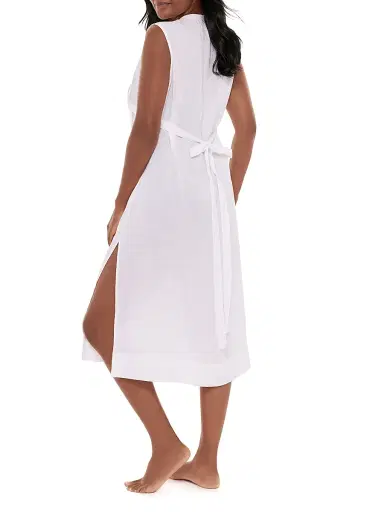 Miraclesuit Swim Women's Pleated Linen Cover-Up Dress - White | Thumbnail 3 Miraclesuit Swim Women's Pleated Linen Cover-Up Dress - White | Thumbnail 3