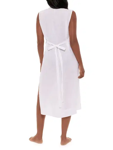 Miraclesuit Swim Women's Pleated Linen Cover-Up Dress - White | Thumbnail 4 Miraclesuit Swim Women's Pleated Linen Cover-Up Dress - White | Thumbnail 4