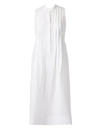 Miraclesuit Swim Women's Pleated Linen Cover-Up Dress - White | Thumbnail 1 Miraclesuit Swim Women's Pleated Linen Cover-Up Dress - White | Thumbnail 1
