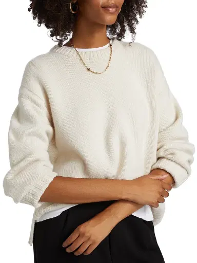 Guest In Residence Women's Cozy Crew Cashmere Sweater - Cream - Size Small | Thumbnail 6 Guest In Residence Women's Cozy Crew Cashmere Sweater - Cream - Size Small | Thumbnail 6