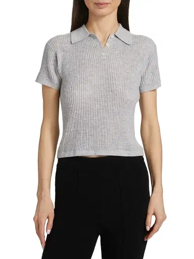 Guest In Residence Women's Shrunken Cashmere Polo Shirt | Thumbnail 3 Guest In Residence Women's Shrunken Cashmere Polo Shirt | Thumbnail 3