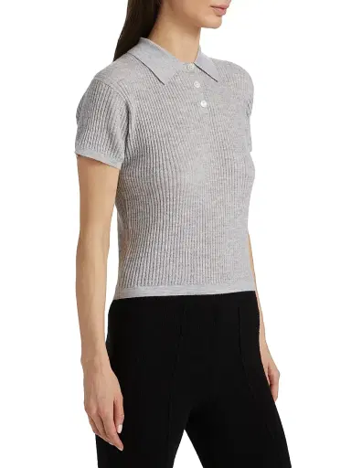 Guest In Residence Women's Shrunken Cashmere Polo Shirt | Thumbnail 4 Guest In Residence Women's Shrunken Cashmere Polo Shirt | Thumbnail 4