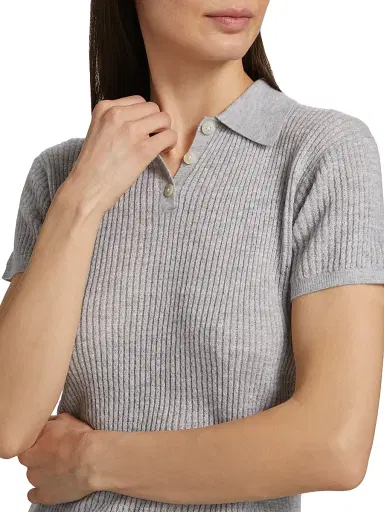 Guest In Residence Women's Shrunken Cashmere Polo Shirt | Thumbnail 6 Guest In Residence Women's Shrunken Cashmere Polo Shirt | Thumbnail 6