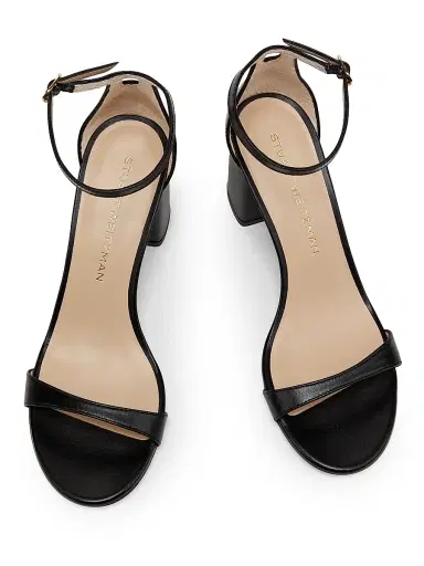 Stuart Weitzman Women's Nudist Block 75MM Metallic Leather Sandals - Black | Thumbnail 4 Stuart Weitzman Women's Nudist Block 75MM Metallic Leather Sandals - Black | Thumbnail 4