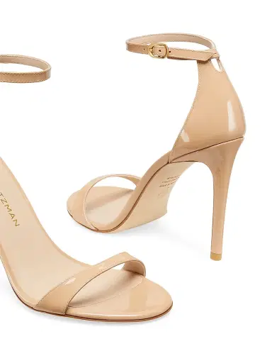 Stuart Weitzman Women's Nudist II 100MM Patent Leather Sandals - Adobe | Thumbnail 4 Stuart Weitzman Women's Nudist II 100MM Patent Leather Sandals - Adobe | Thumbnail 4